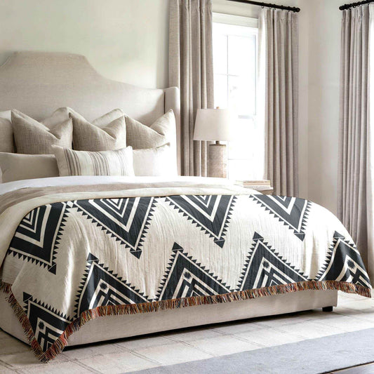 Southwestern Cotton Throw Blanket – Native American Geometric Design, Soft Durable - timelessbohochic.com