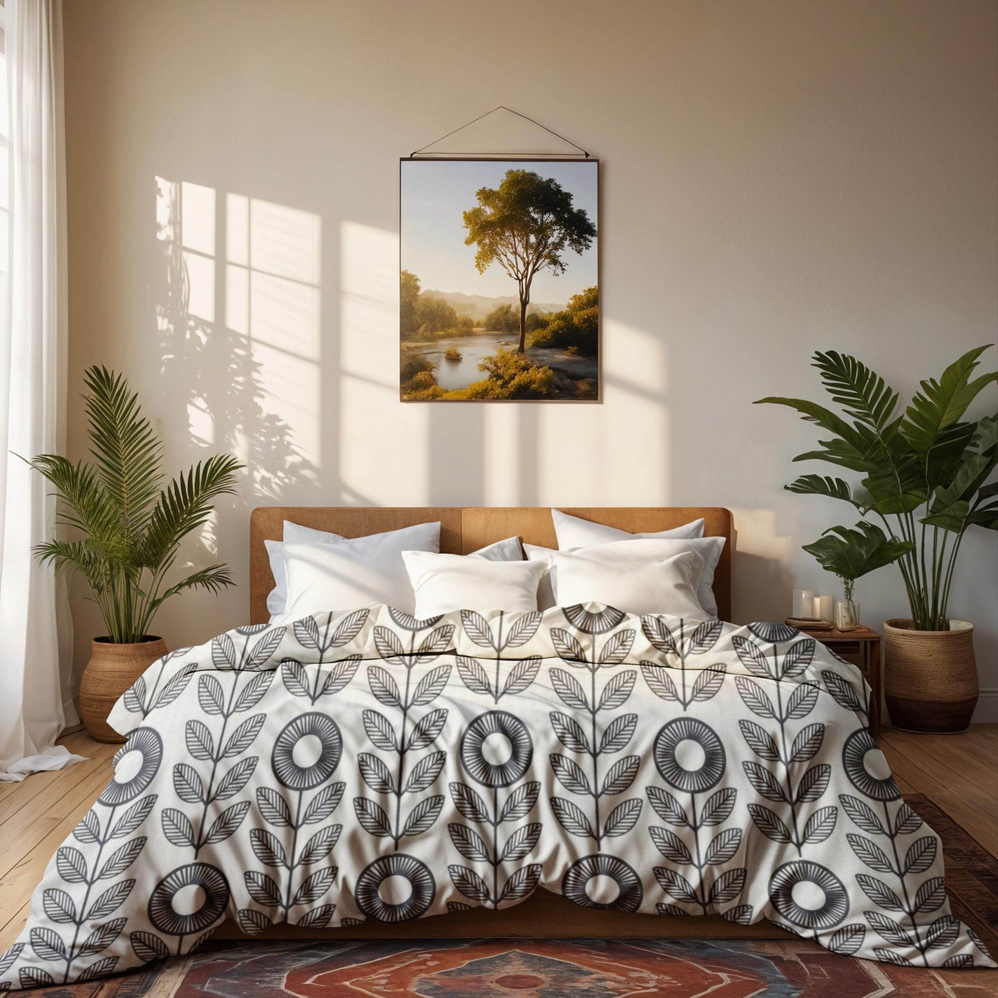 Floral Bedding Set - Sunflower Duvet Cover & Soft Breathable 3-Piece Bedspread - timelessbohochic.com