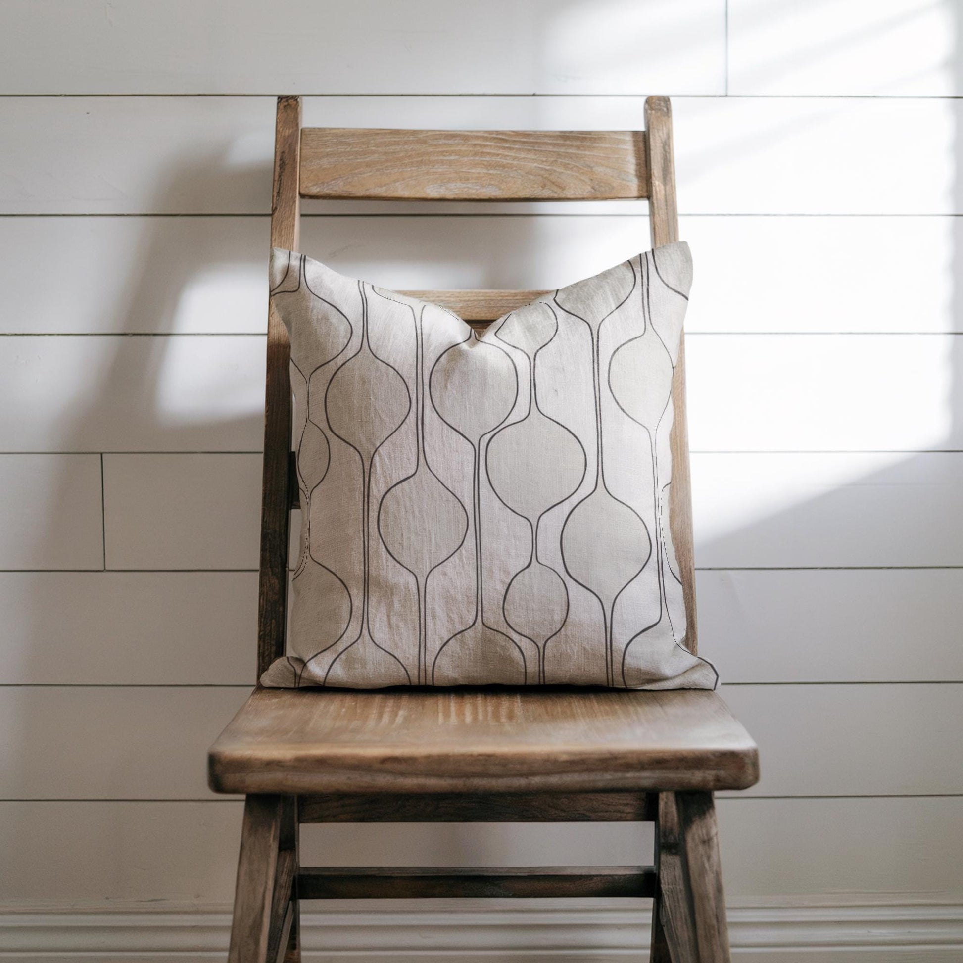 Mid Century Pillow - Woven Throw Pillow With Minimalist Baubles Design | Scandi Home Decor