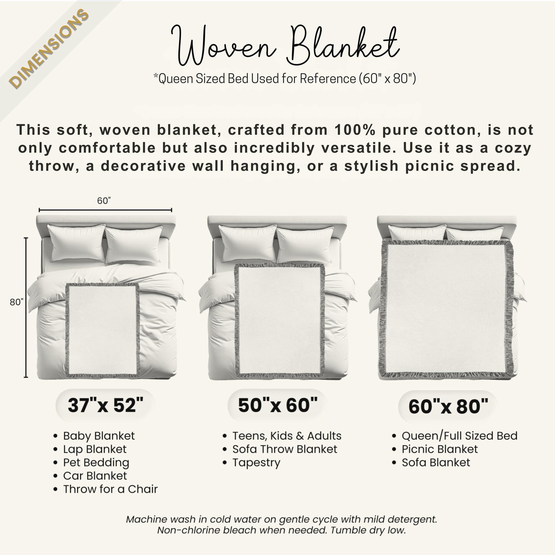 Marine Woven Blanket – Nautical Cord Throw With Colorful Fringed Edges