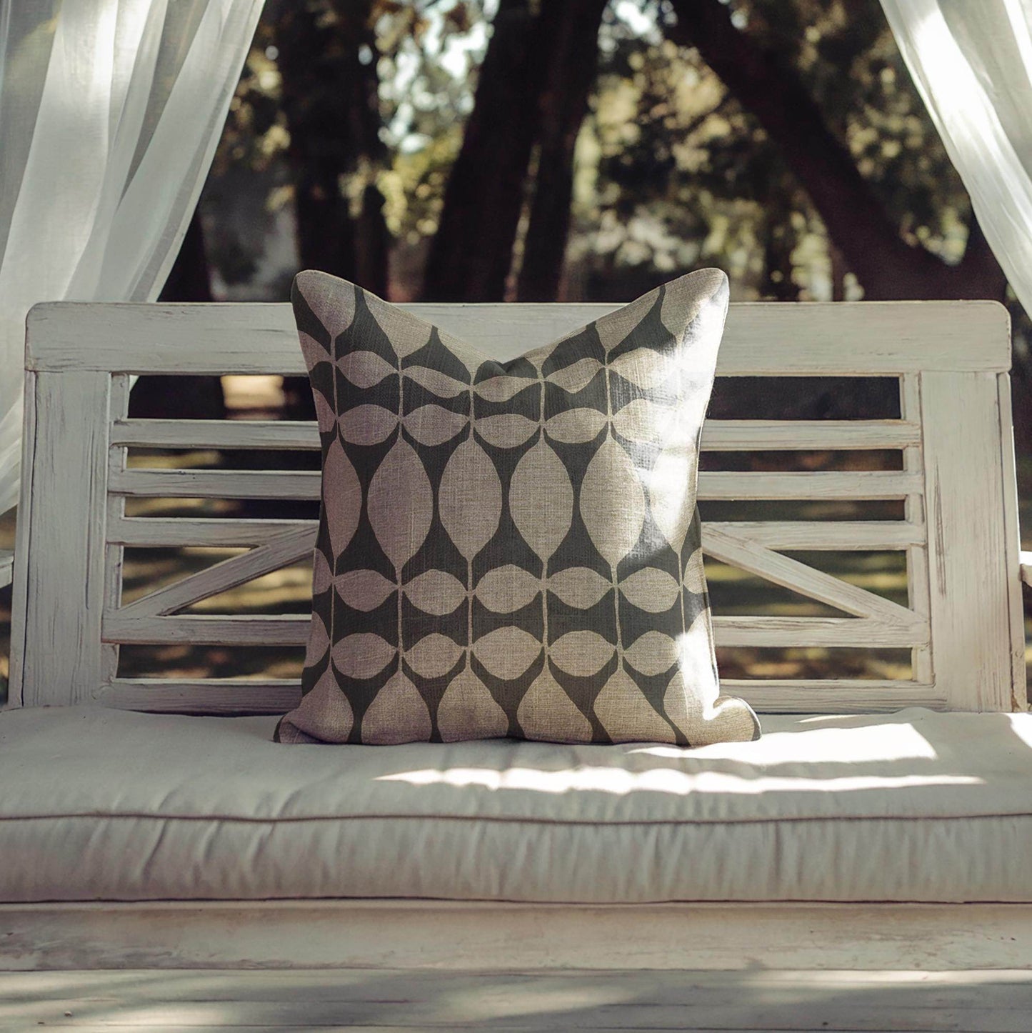 Modern Throw Pillow - Floral Pattern Cushion With Geometric Leaf Design - timelessbohochic.com