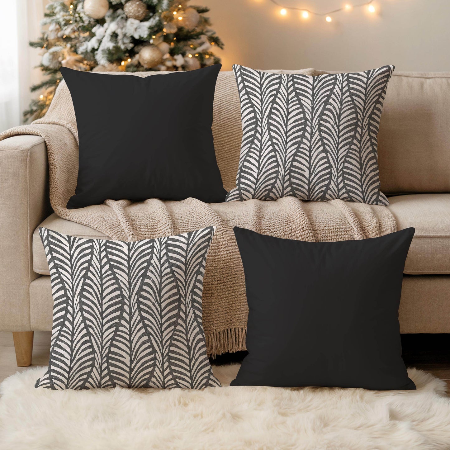 Palm Tree Throw Pillow - Scandinavian Cushion With Geometric Cotton Pattern - timelessbohochic.com