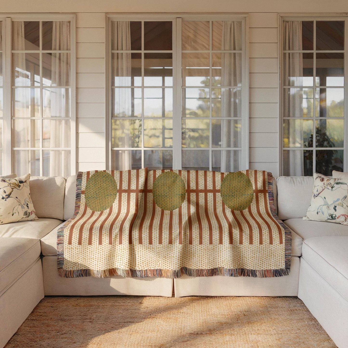 Woven Blanket - Rustic Stripes Cotton Throw With Fringed Edges For Cozy Living