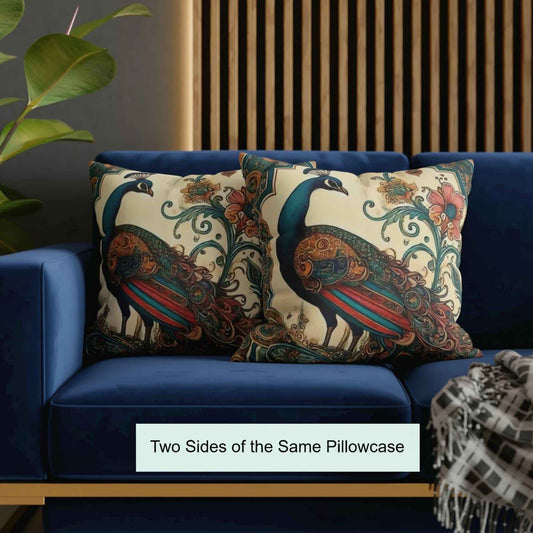Modern Geometric pillow cover with geometric pattern styled on a sofa or bed