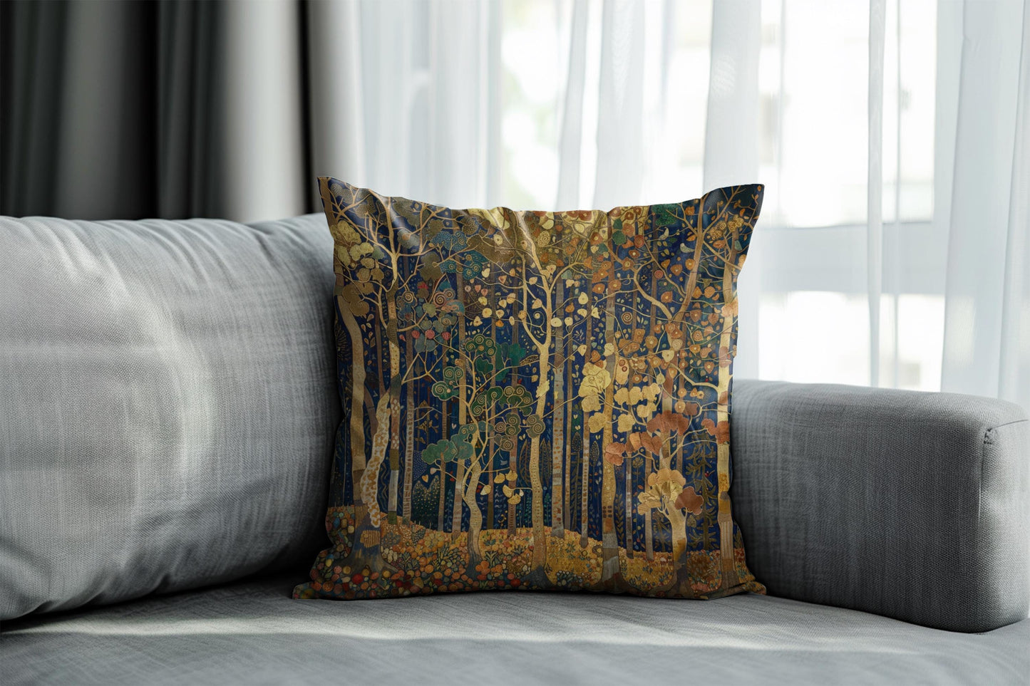 Scandinavian Inspired pillow cover with woven pattern styled on a sofa or bed
