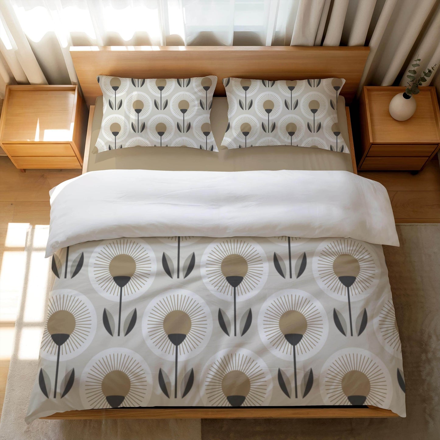 Sunflower Bedding Set – Floral Duvet Cover Zipper | Soft Breathable Polyester 3 Piece Bedspread - timelessbohochic.com