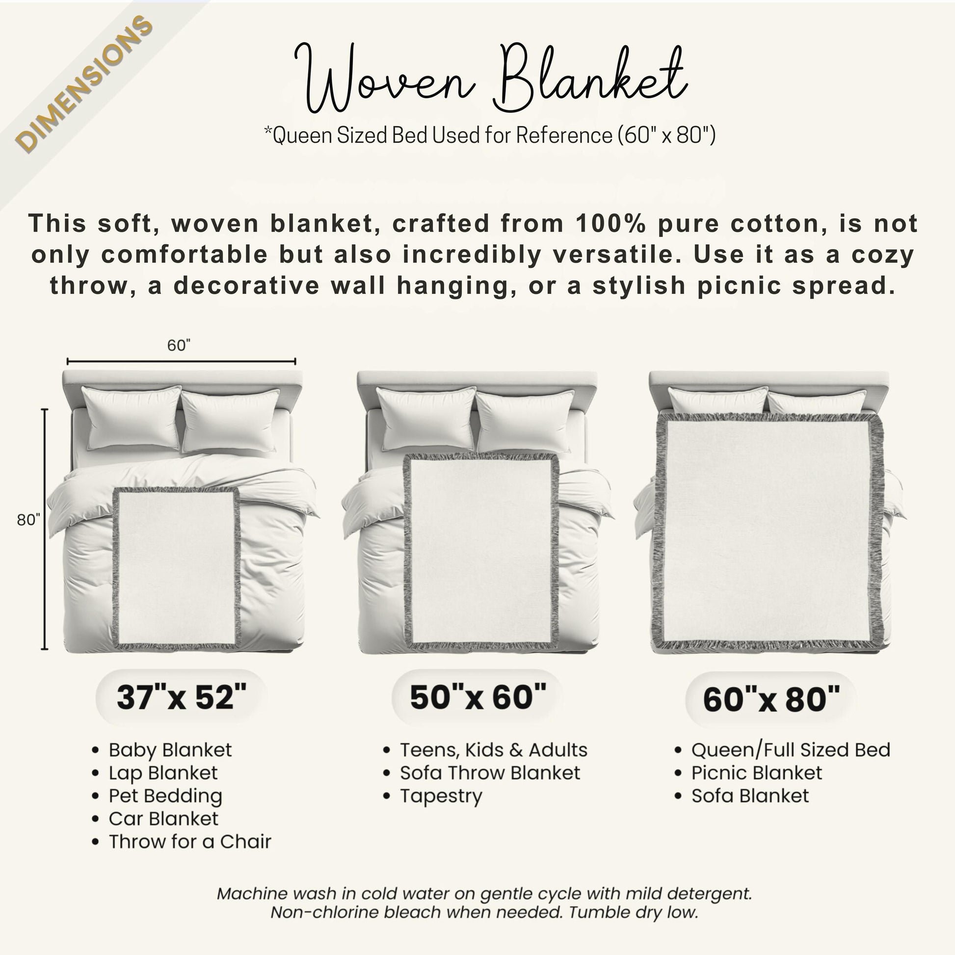 Plaid Fall Blanket – Cozy Cotton Throw with Tartan Leaf Pattern & Fringed Edges