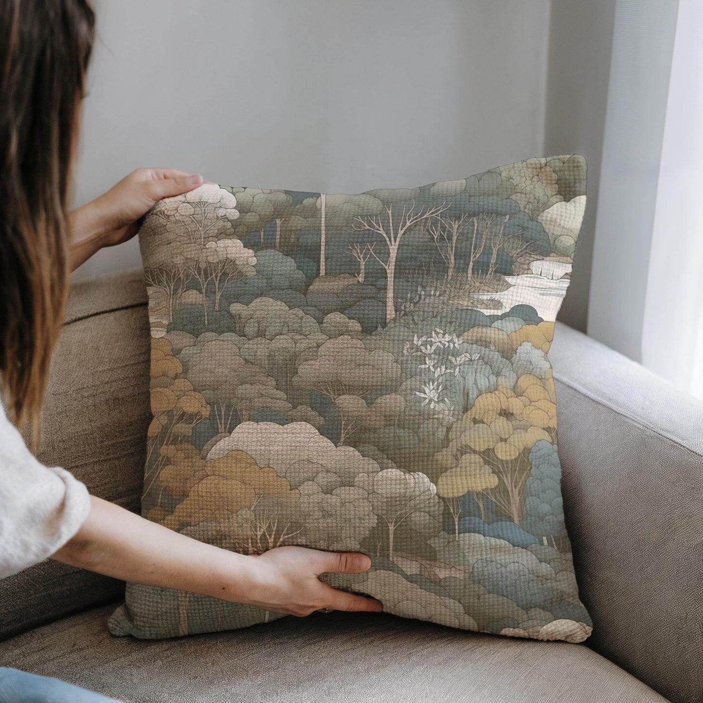 Tapestry Inspired Pillow - Sofa Bed Pillow with Armchair Cushion Cover & Soft Polyester Filling - timelessbohochic.com