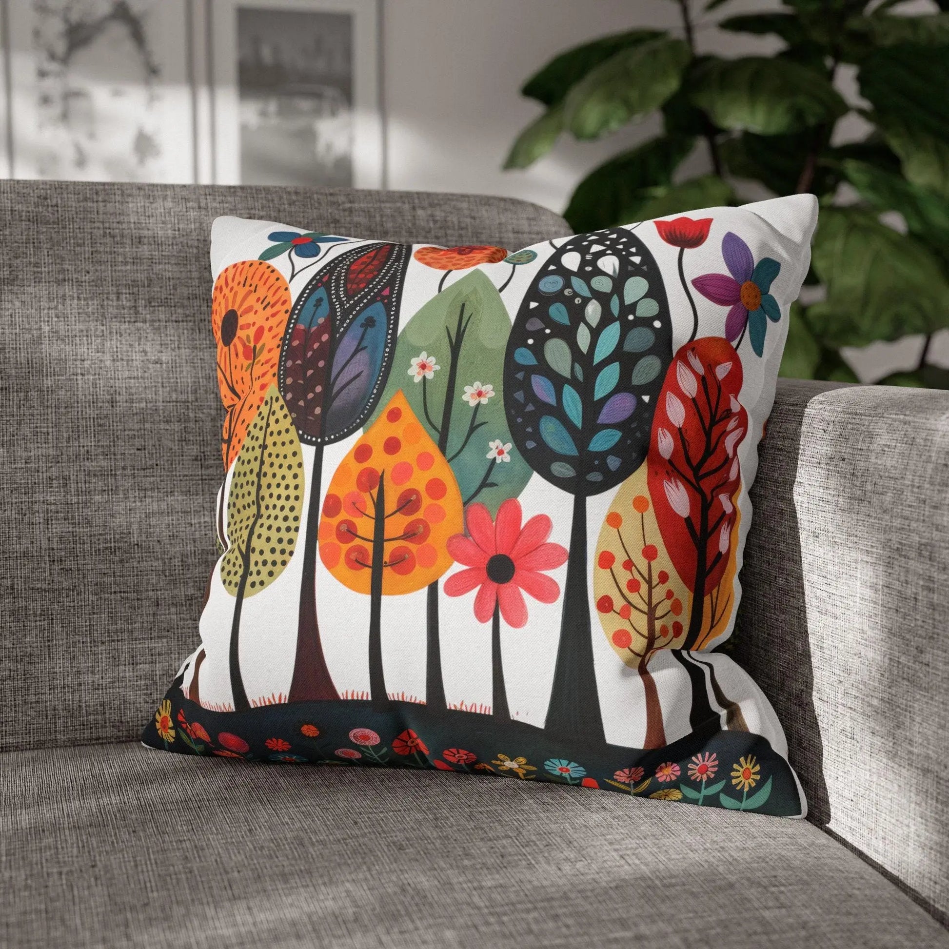 Nordic Forest Pillow Sham Lagom Tree Design Scandi Woodland Art Eco-Friendly Home Decor Mysa Pattern Nature Lover Gift Hygge Bedstemor Gift