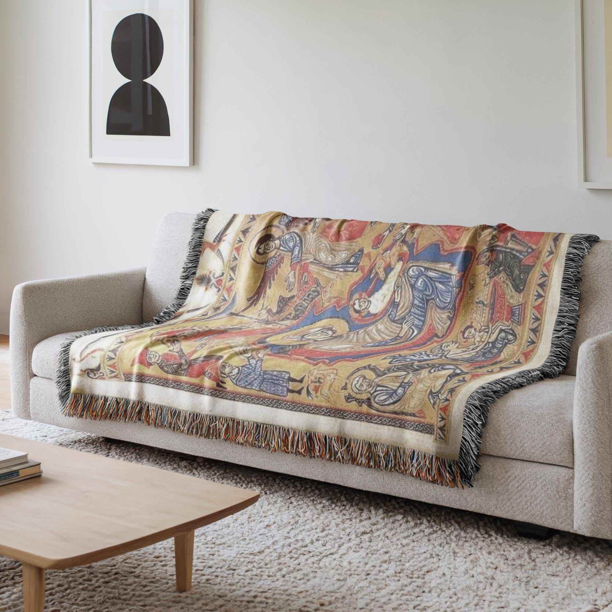 Armenian Cotton Throw - Large Colorful Tapestry Art Decorative Throw Blanket - timelessbohochic.com