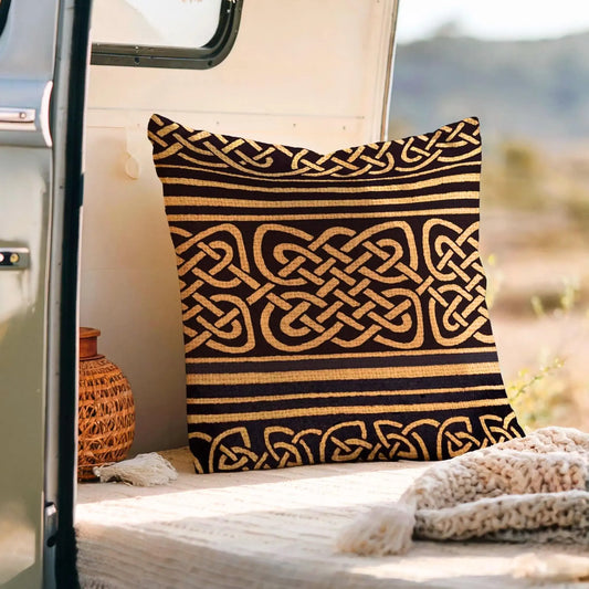 Celtic Woven Pillow - Irish Home Decor | Rustic Sofa Cushion with Eternity Knotwork