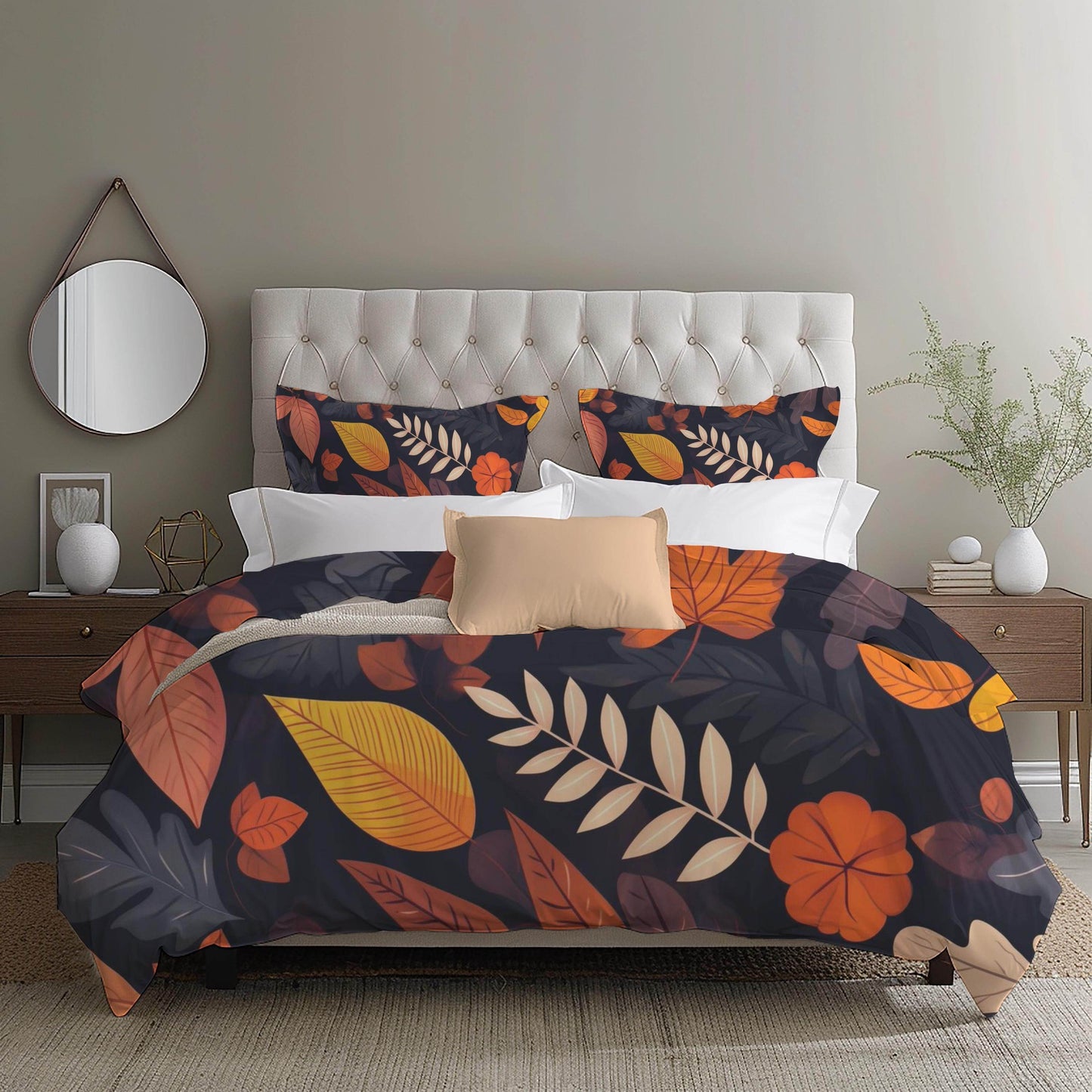 Harvest Season Bedding - Soft Breathable 3 Piece Fall Bedding Set With Leaf Print Duvet - timelessbohochic.com