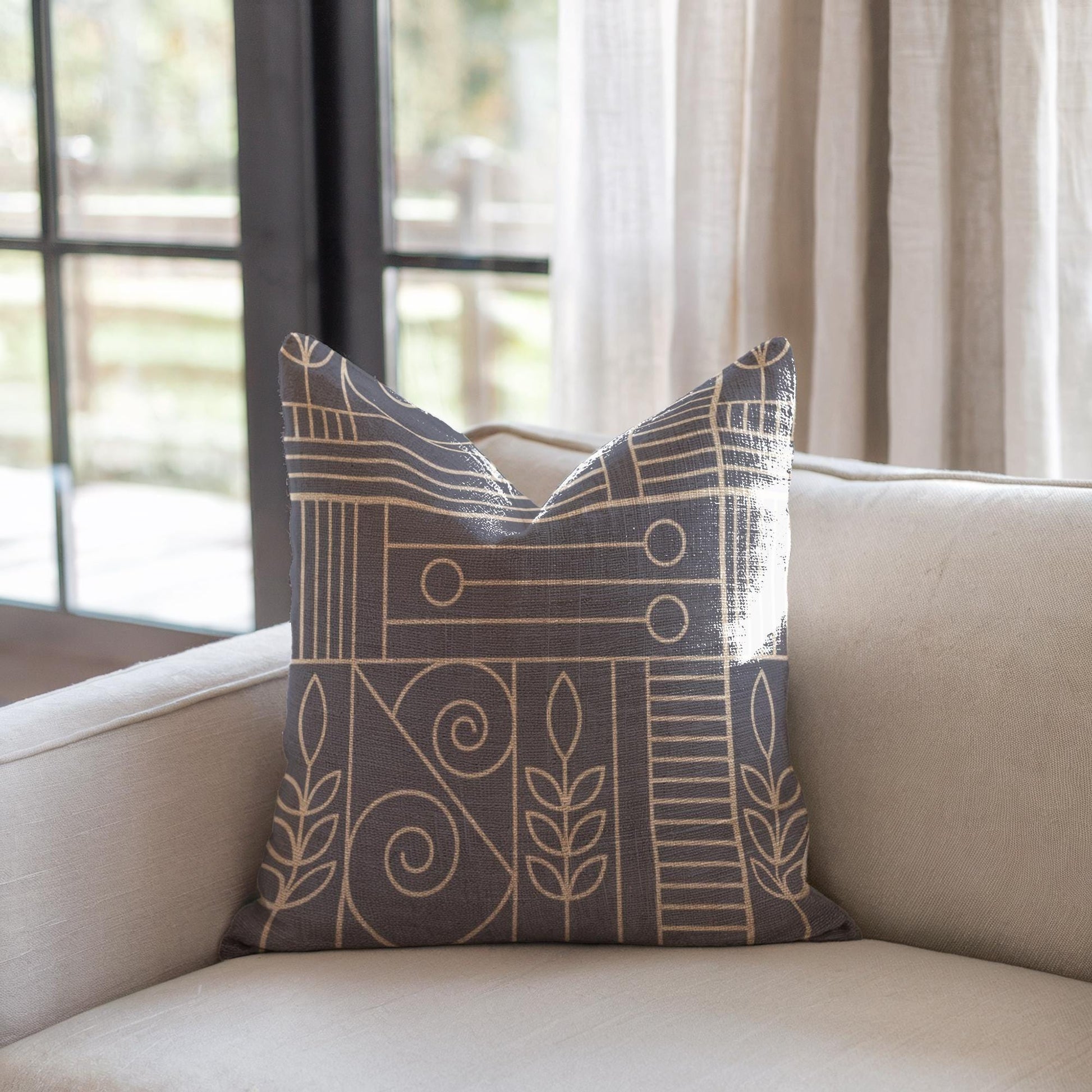 Modern Throw Blanket Set – Geometric Pattern Woven Cotton Blanket with Accent Pillow