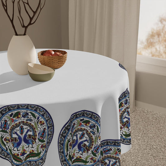 Armenian Peacocks Tablecloth - Elegant Bird Design Table Spread | Heritage Gift Armenia