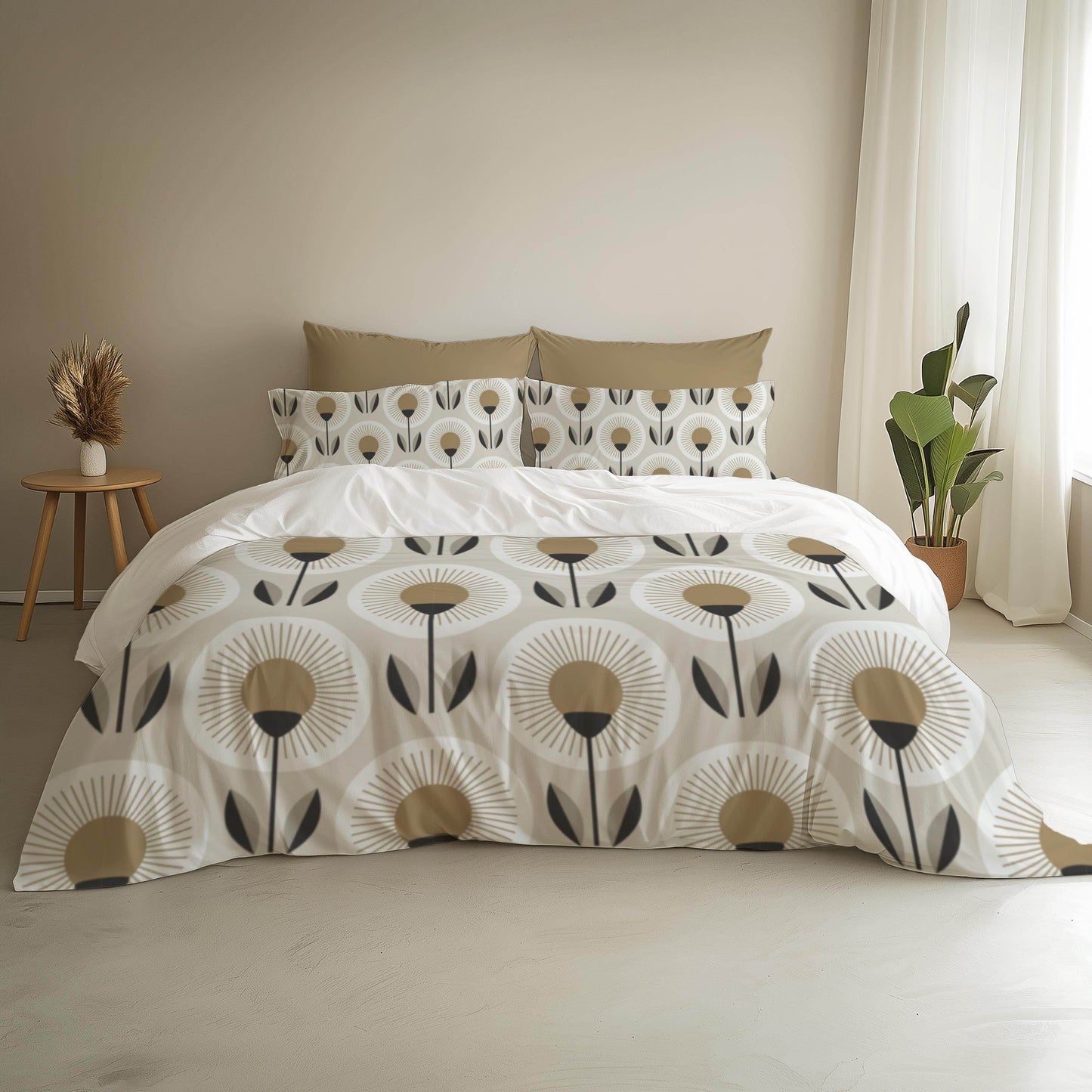 Sunflower Bedding Set – Floral Duvet Cover Zipper | Soft Breathable Polyester 3 Piece Bedspread - timelessbohochic.com