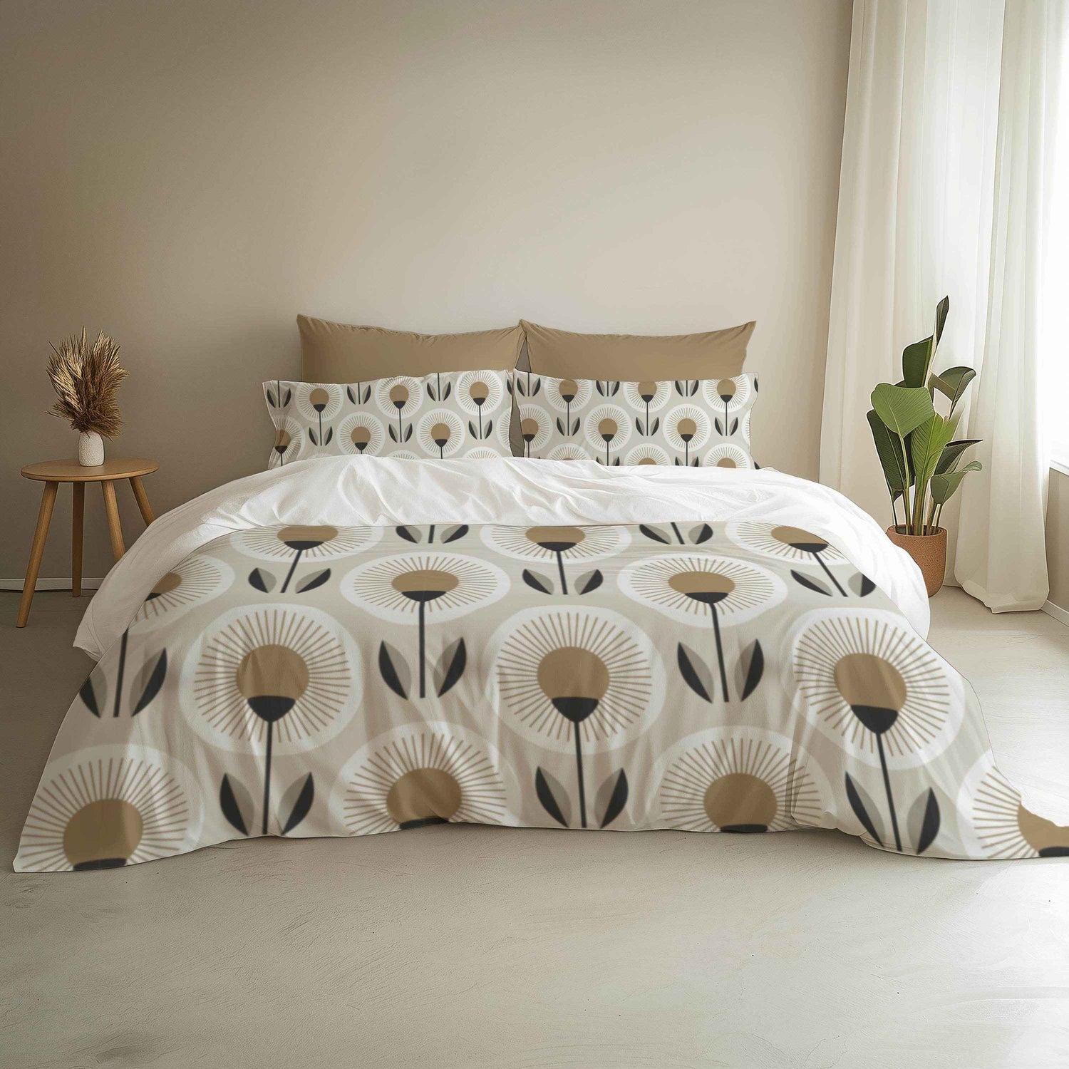 Sunflower Bedding Set – Floral Duvet Cover Zipper | Soft Breathable Polyester 3 Piece Bedspread