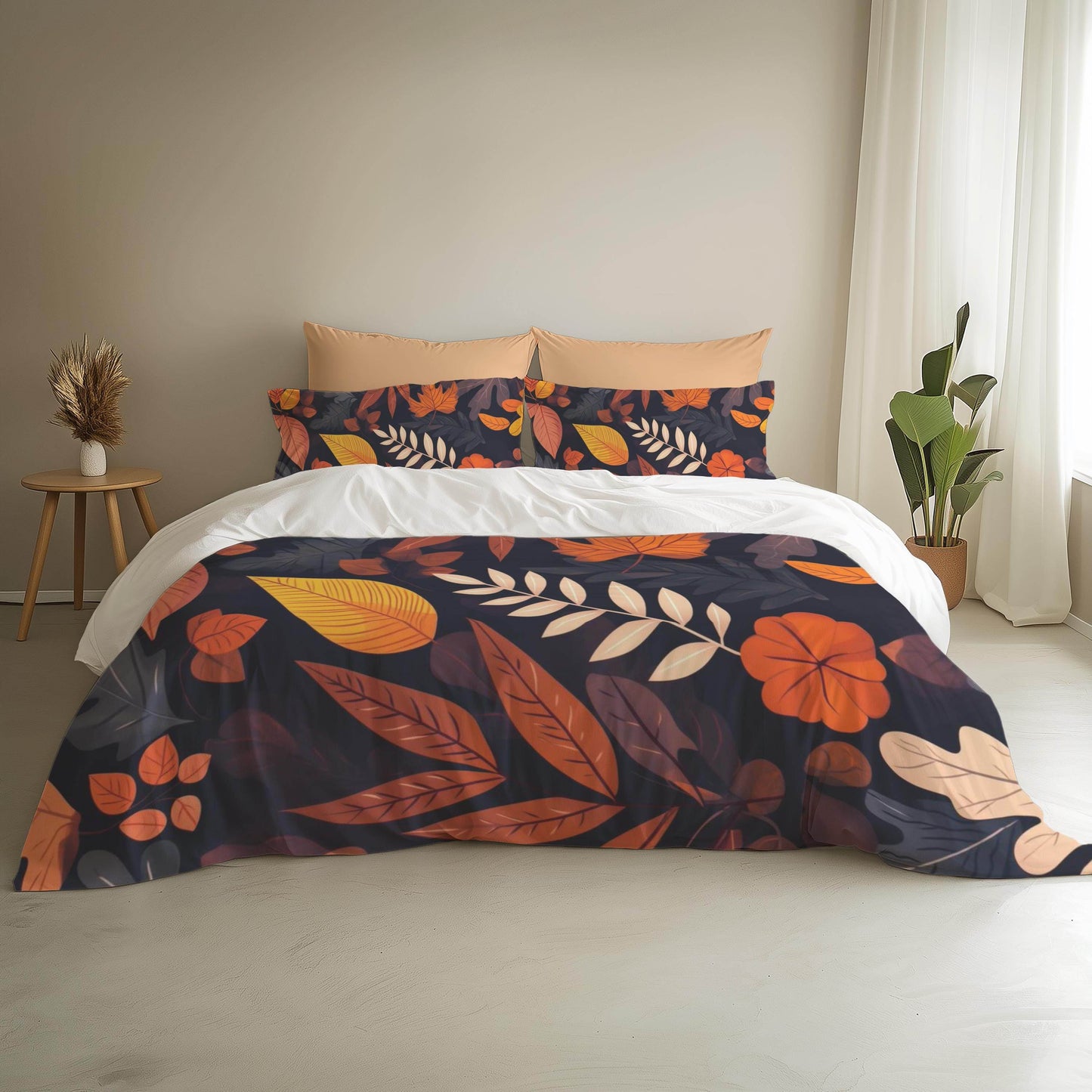 Harvest Season Bedding – Soft Breathable 3 Piece Bedspread Set With Leaf Design - timelessbohochic.com