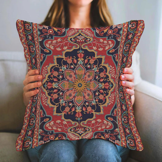 Turkish Rug Pillow - Woven Throw Pillow | Middle Eastern Decor Accent Cushion Cover