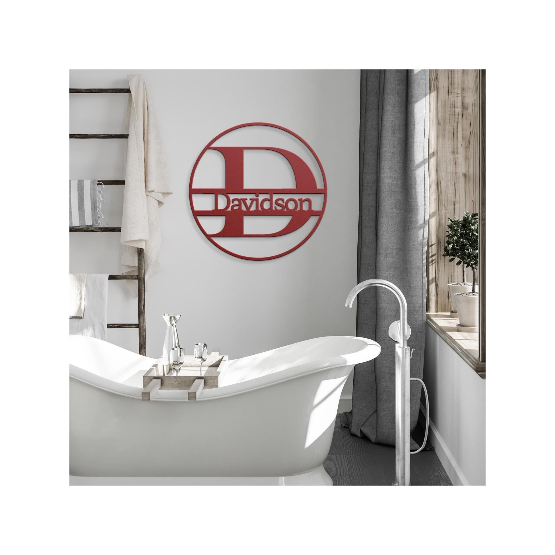 Round Metal Door Sign - Rustic Welcome Sign With Personalized Door Plaque