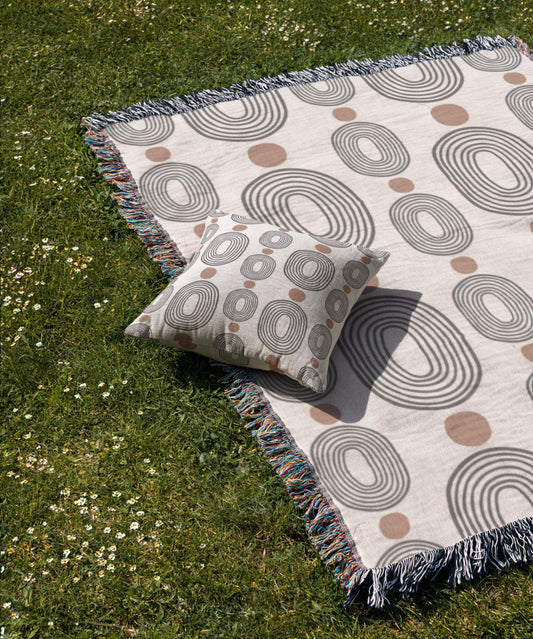 Throw Blanket Pillow Set – Modern Home Decor | Rust Orange Pillow & Cozy Cotton Blanket