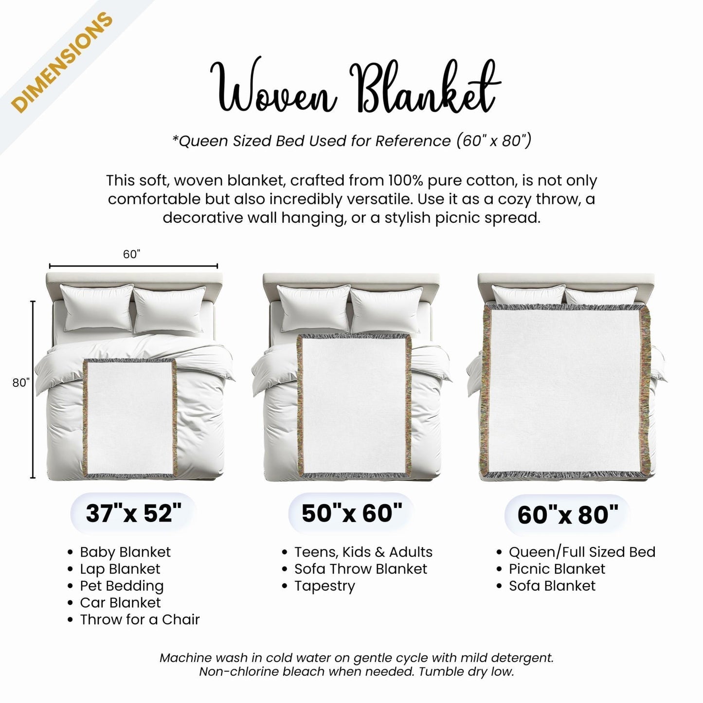 Scandinavian Inspired woven blanket with rug-style pattern styled for layered home decor