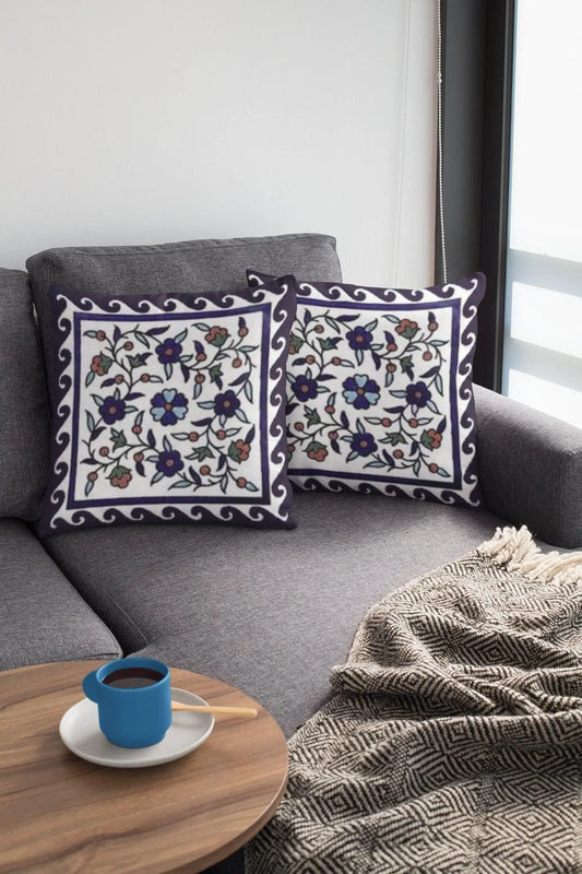 Armenian Iznik Pillow - Boho Home Decor Decorative Cushion Cover 18x18 Inch
