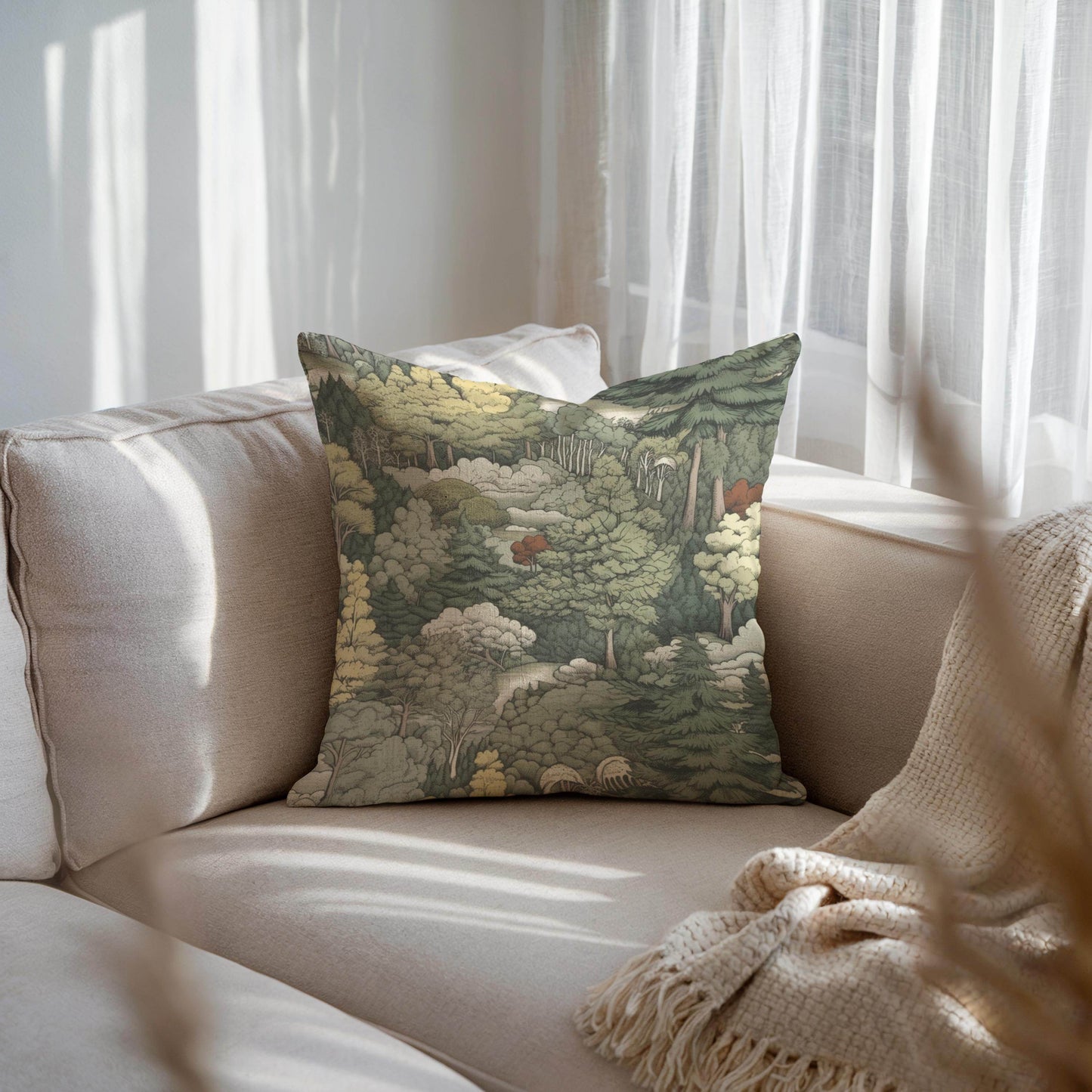 French Tapestry Pillow - Classic Aubusson Pattern Cotton Throw Pillow with Soft Polyester Filling - timelessbohochic.com