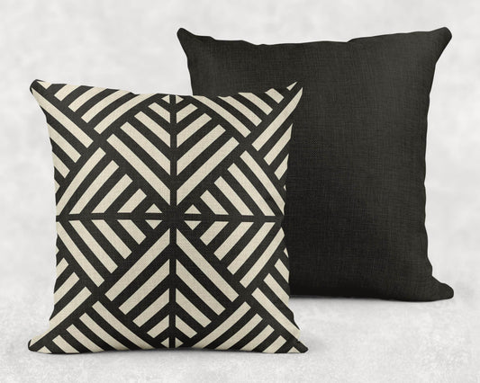 Modern Throw Pillow – Geometric Pattern Cushion | Black White Minimalist Home Decor - timelessbohochic.com