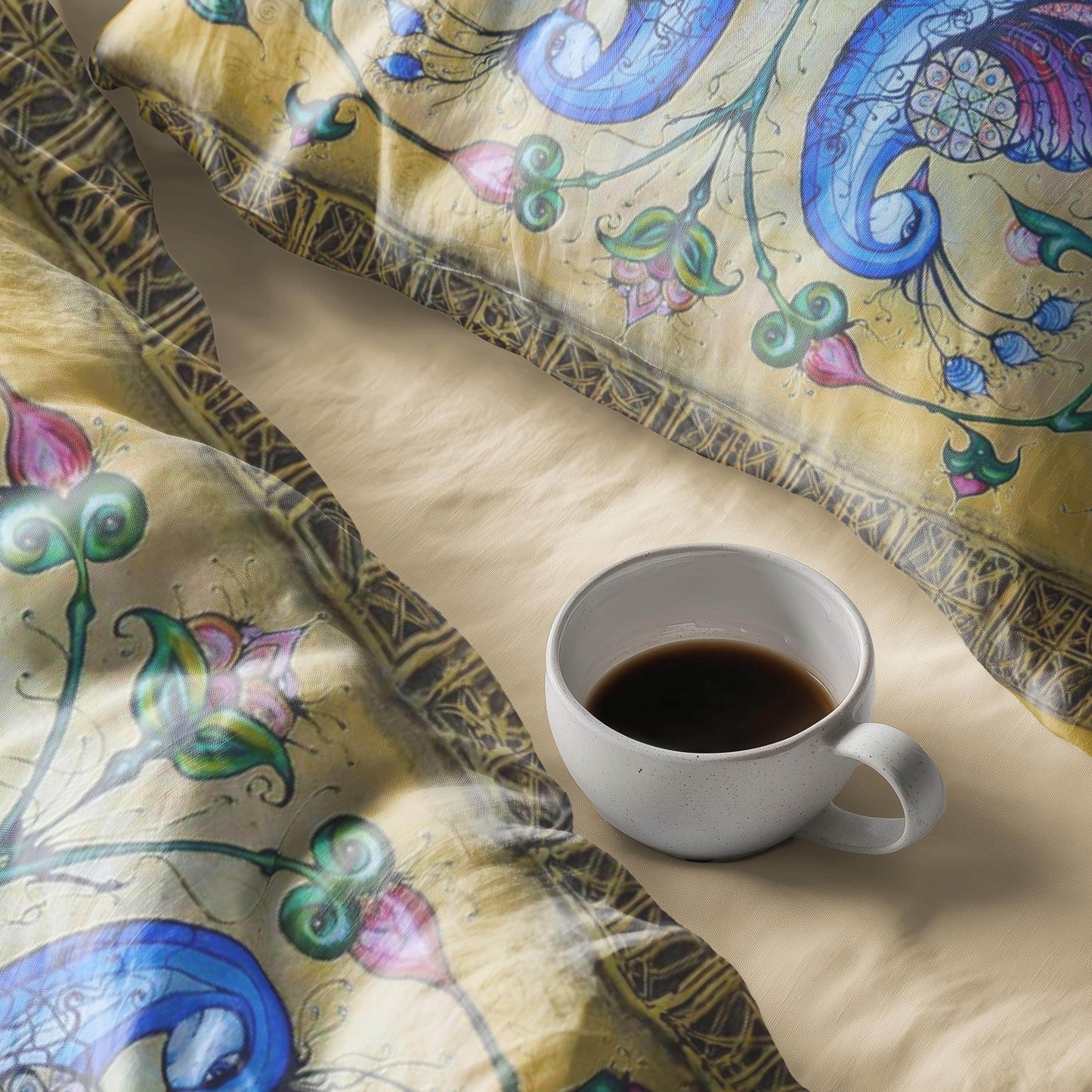 Armenian Birds Duvet Cover - Haykakan Pattern Bedding Set With Decorative Pillowcases - timelessbohochic.com