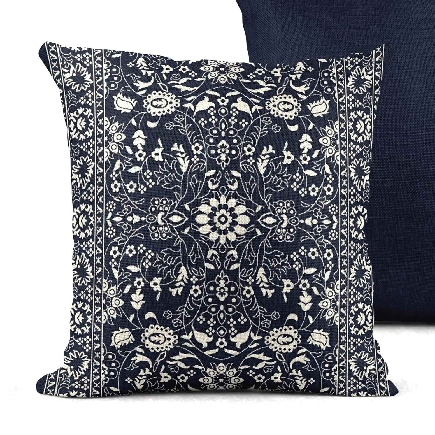 Moroccan Inspired throw pillow with floral pattern styled on a sofa or bed