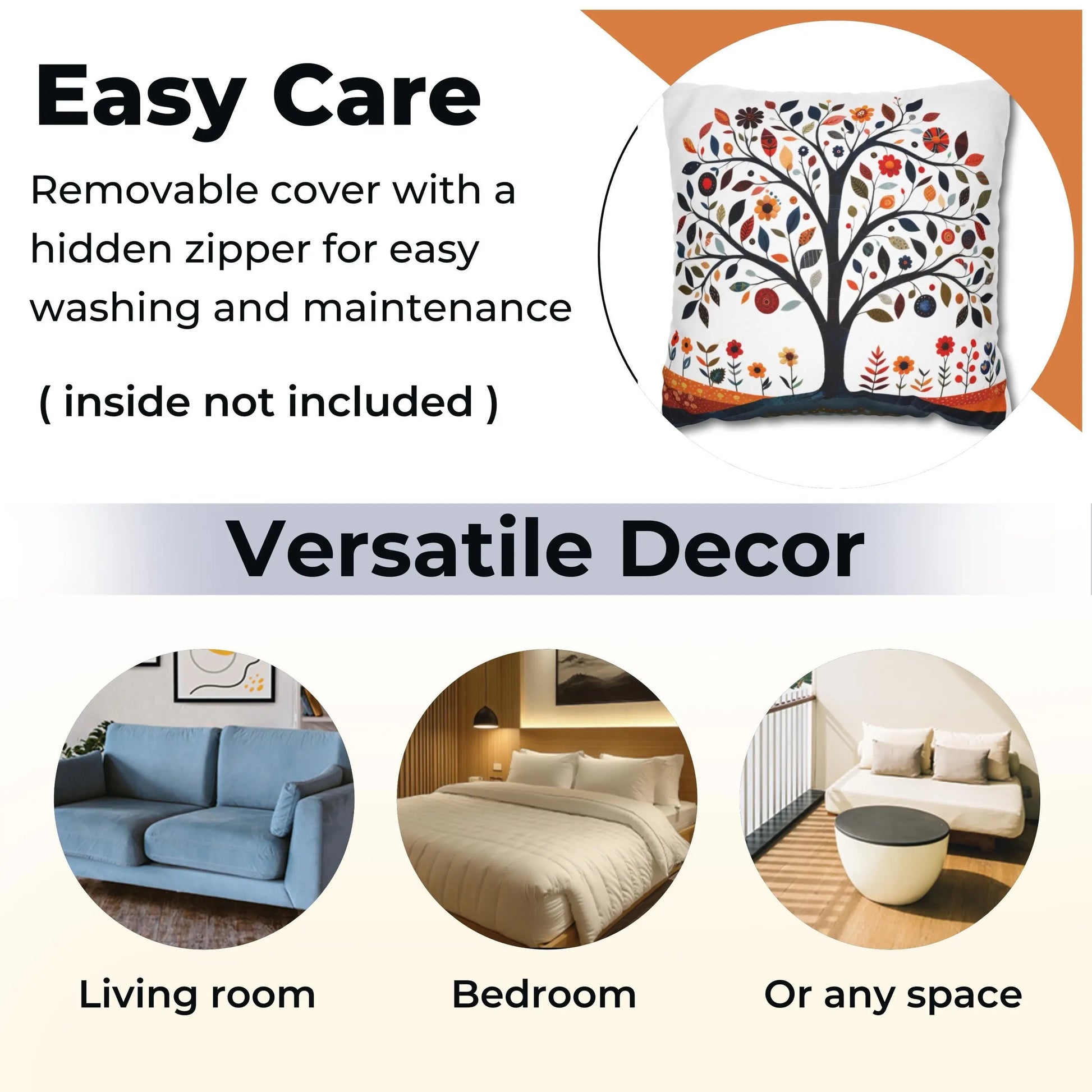 Scandi Tree Pillowcase – Nordic Cushion Cover With Concealed Zipper | Cozy Forestcore Sham