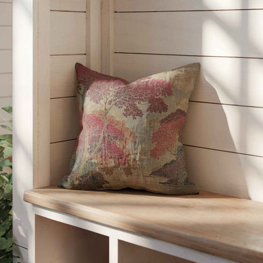 Modern Geometric throw pillow with geometric pattern styled on a sofa or bed
