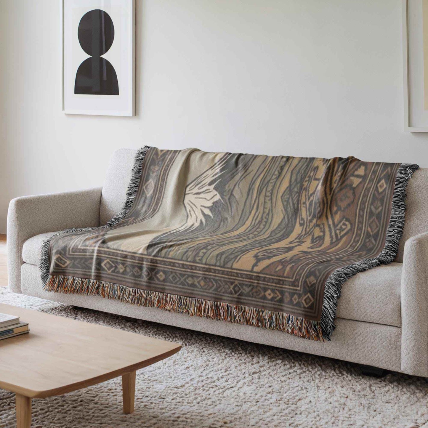Armenian Throw Blanket – Annunciation Tapestry Cotton Decorative Throw with Mount Ararat Design - timelessbohochic.com