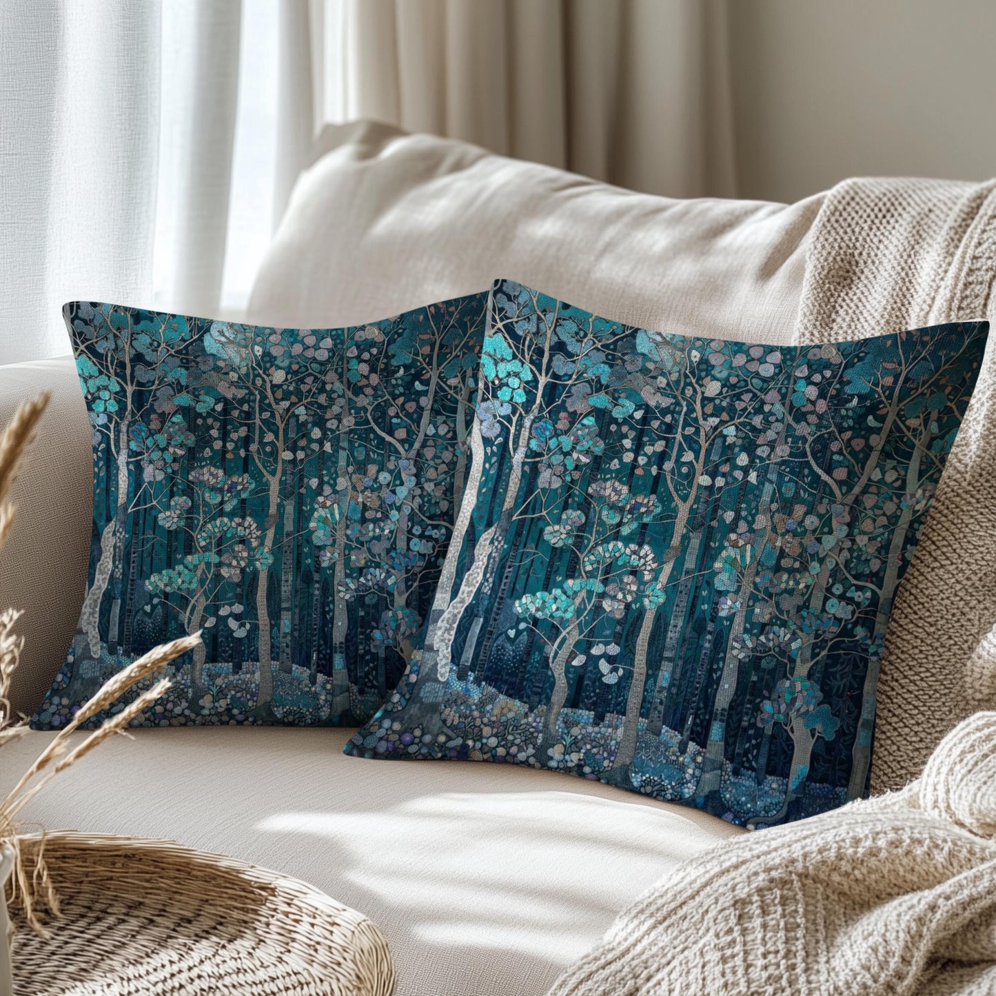 Modern Geometric pillow cover with geometric pattern styled on a sofa or bed