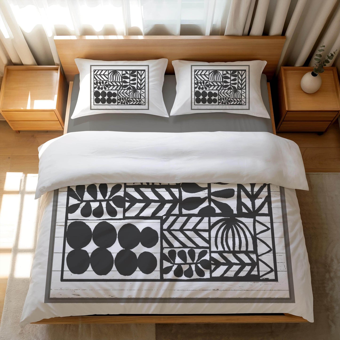 Modern Bedding Set - Geometric Duvet Cover with Zipper Closure & Stylish Pillowcases - timelessbohochic.com