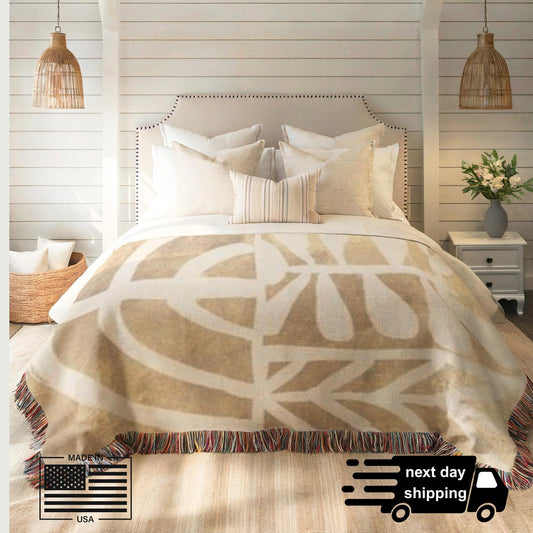 Boho Woven Blanket – Cozy Cotton Throw With Modern Pattern & Fringed Edge