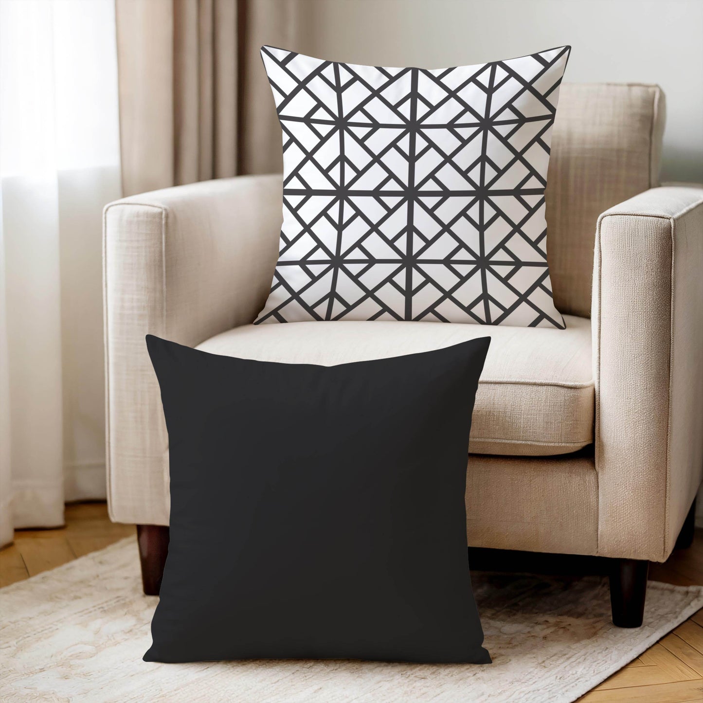 Modern Throw Pillow – Geometric Pattern Cushion | Minimalist Home Decor, Soft Cotton Blend - timelessbohochic.com