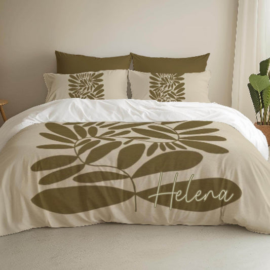 Mid Century Modern Bedding - Linden Tree Pattern Duvet Cover Set with Lime Tree Design - timelessbohochic.com