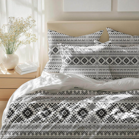 Geometric Bedding Set - Modern 3 Piece Zippered Duvet Cover & Pillowcases - timelessbohochic.com