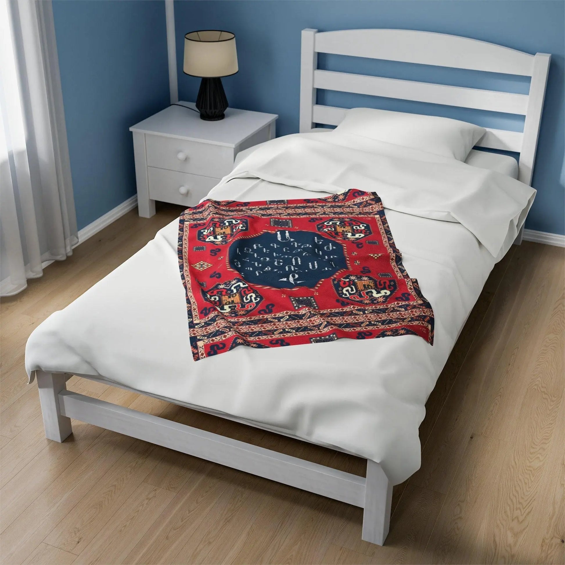 Armenian Alphabet Blanket – Boho Throw Blanket With Intricate Alphabet Pattern