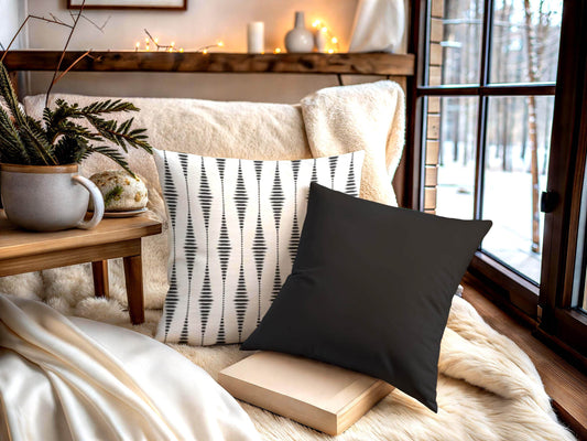 Modern Geometric Cushion - Scandinavian Throw Pillow | Black White Patterned Accent Pillow - timelessbohochic.com