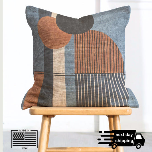 Woven Throw Pillow | Boho Eclectic Style - Minimalist Home Accent with Textured Fabric Cushion