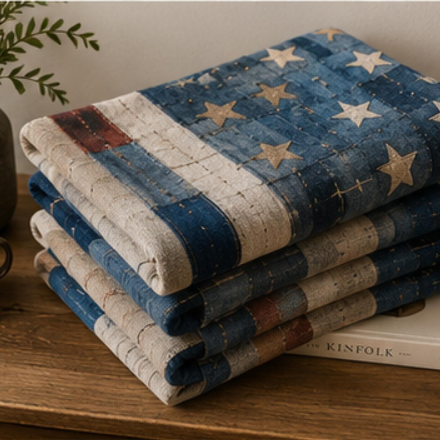 Southwestern outdoor woven throw blanket with geometric pattern for patio styling