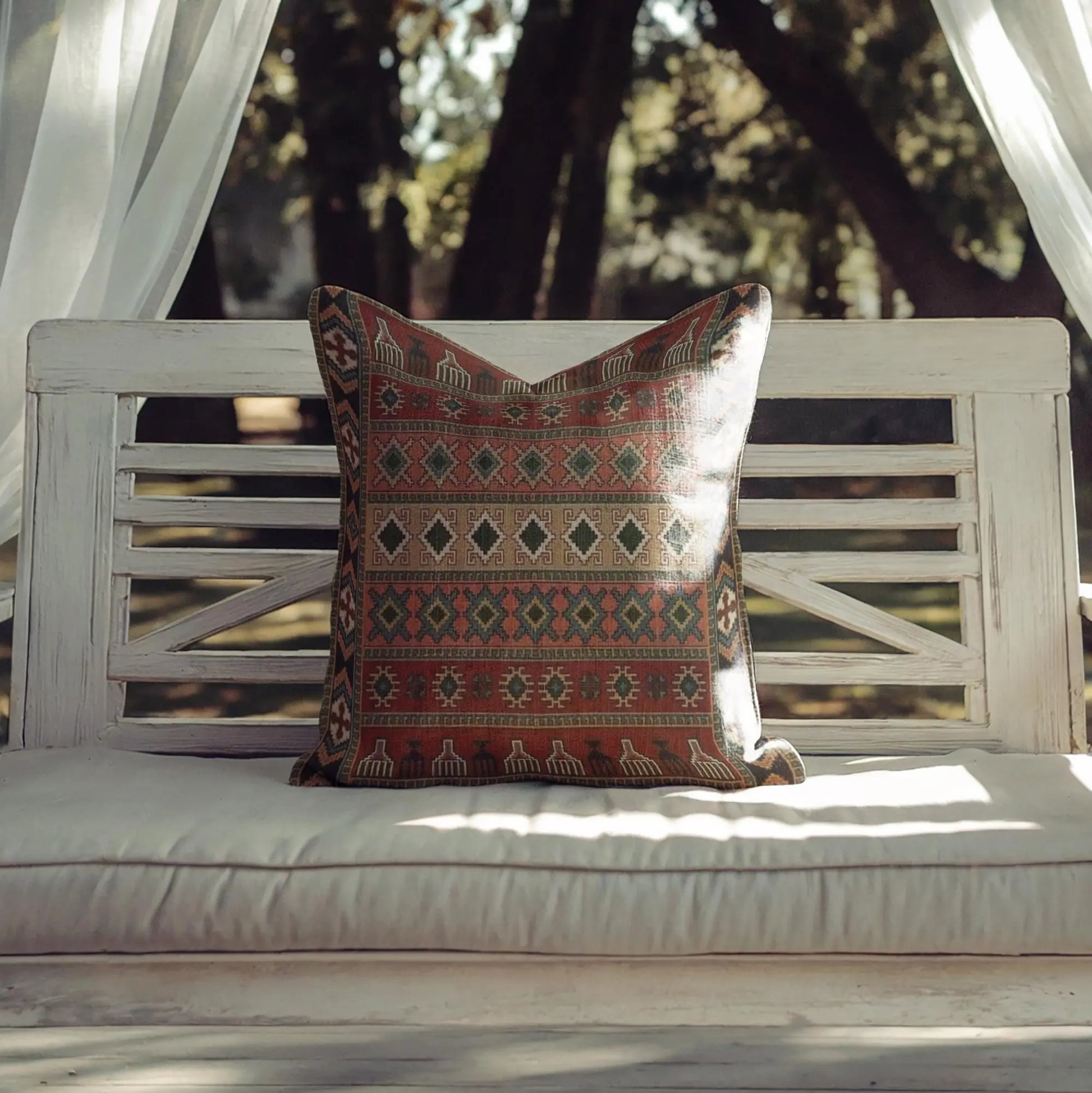 Anatolian Kilim Pillow - Turkish Throw Pillow With Tribal Pattern & Colorful Bohemian Cushion