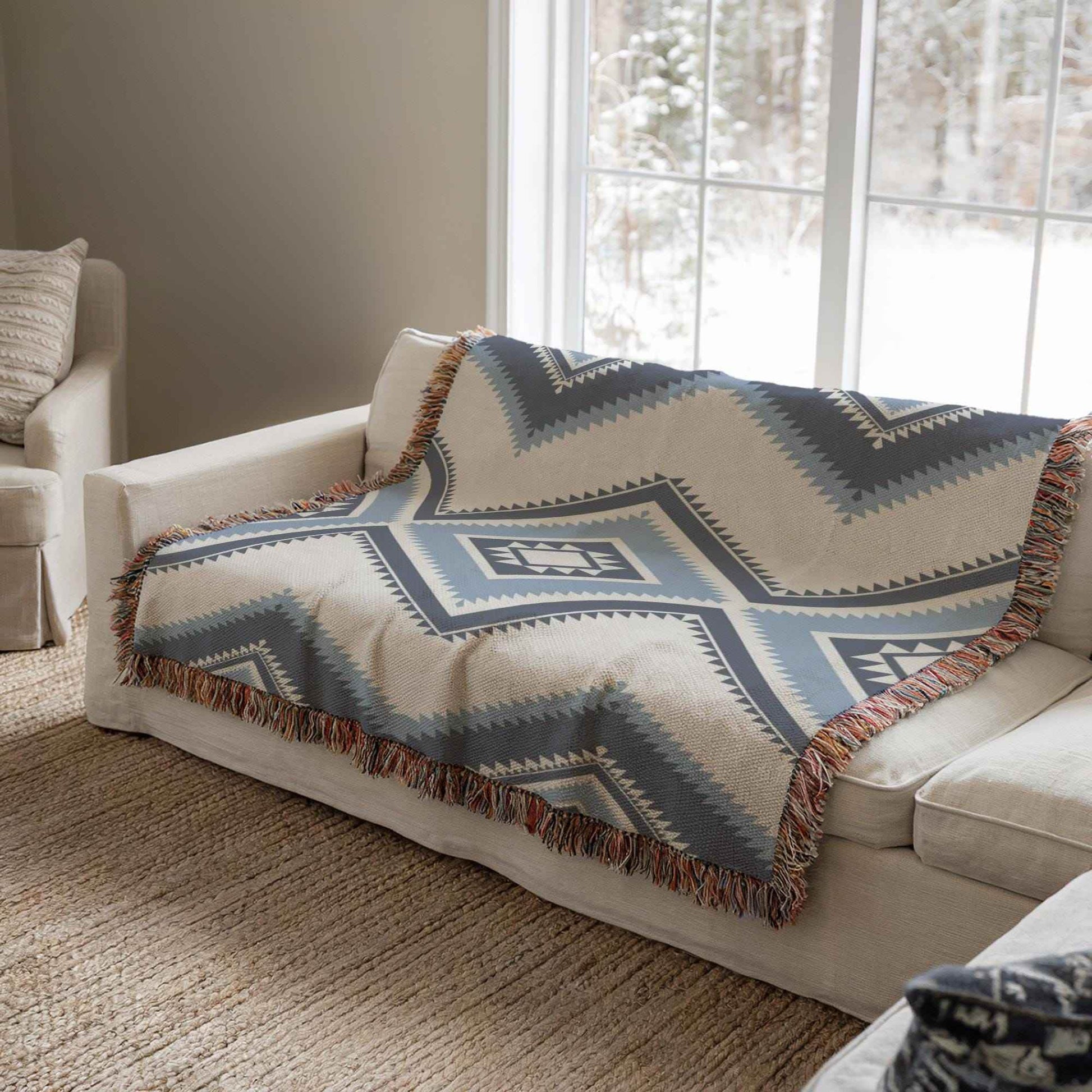 Southwestern Cotton Blanket | Cozy Fall Throw With Navajo Style & Boho Chic Decorative Design - timelessbohochic.com
