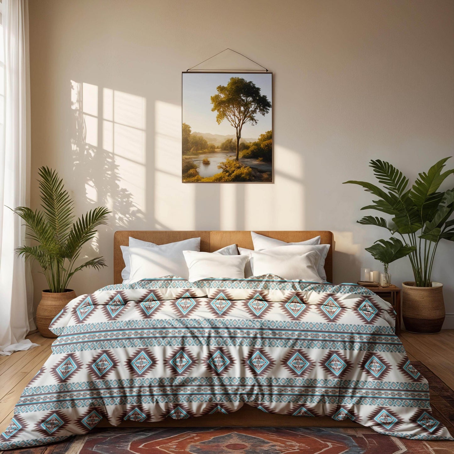 Native American Bedding Set | Soft Breathable Polyester 3 Piece Duvet Cover with Tribal Pattern - timelessbohochic.com