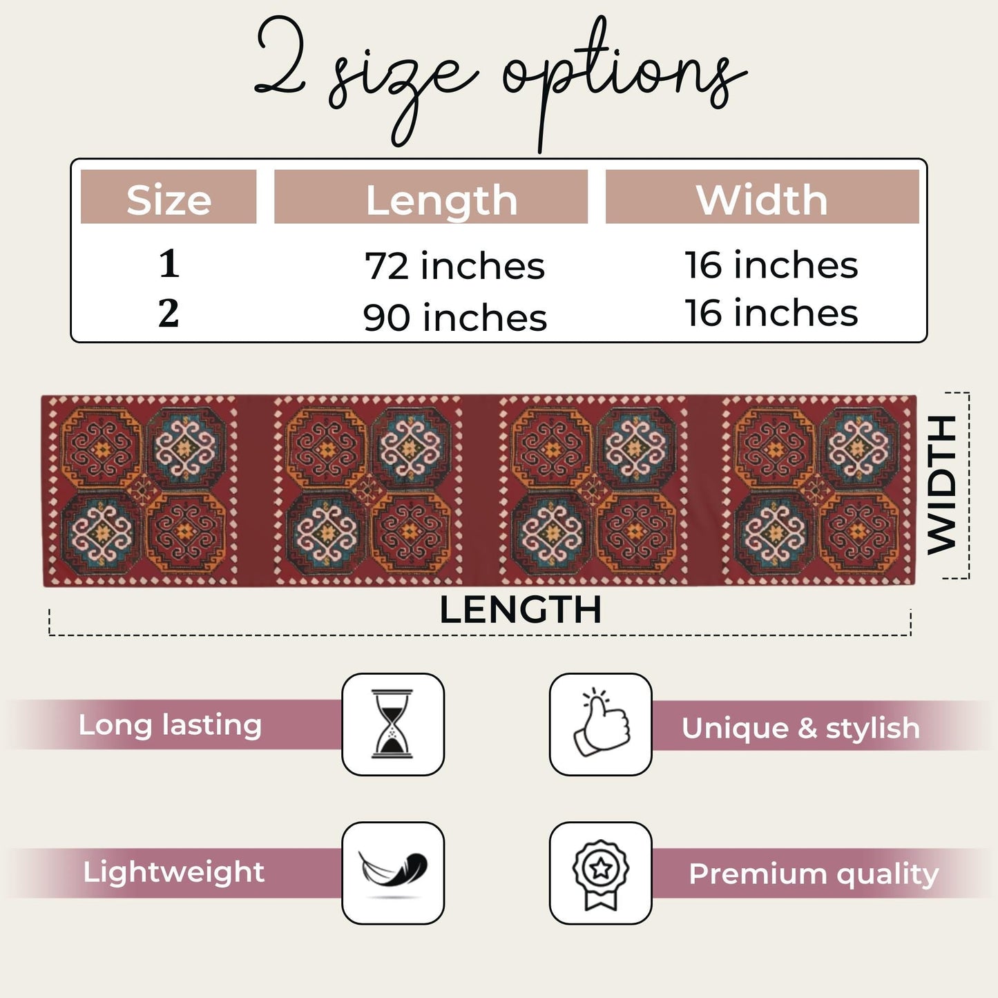 Anatolian Kilim Table Runner – Turkish Pattern Decor | Boho Home Table Accent