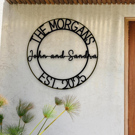Personalized Metal Door Sign - Custom Family Plaque | Powder Coated Durable Outdoor Wall Art