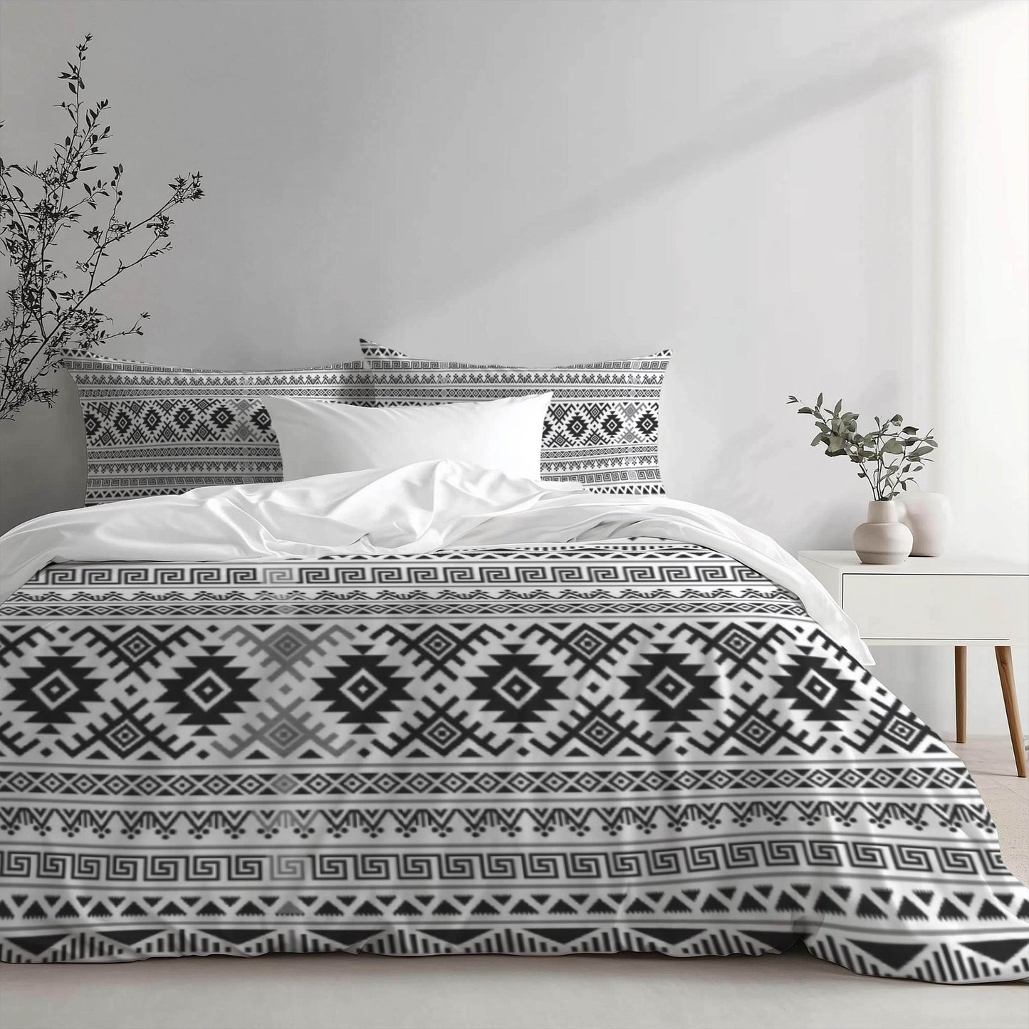 Geometric Bedding Set - Modern 3 Piece Zippered Duvet Cover & Pillowcases - timelessbohochic.com