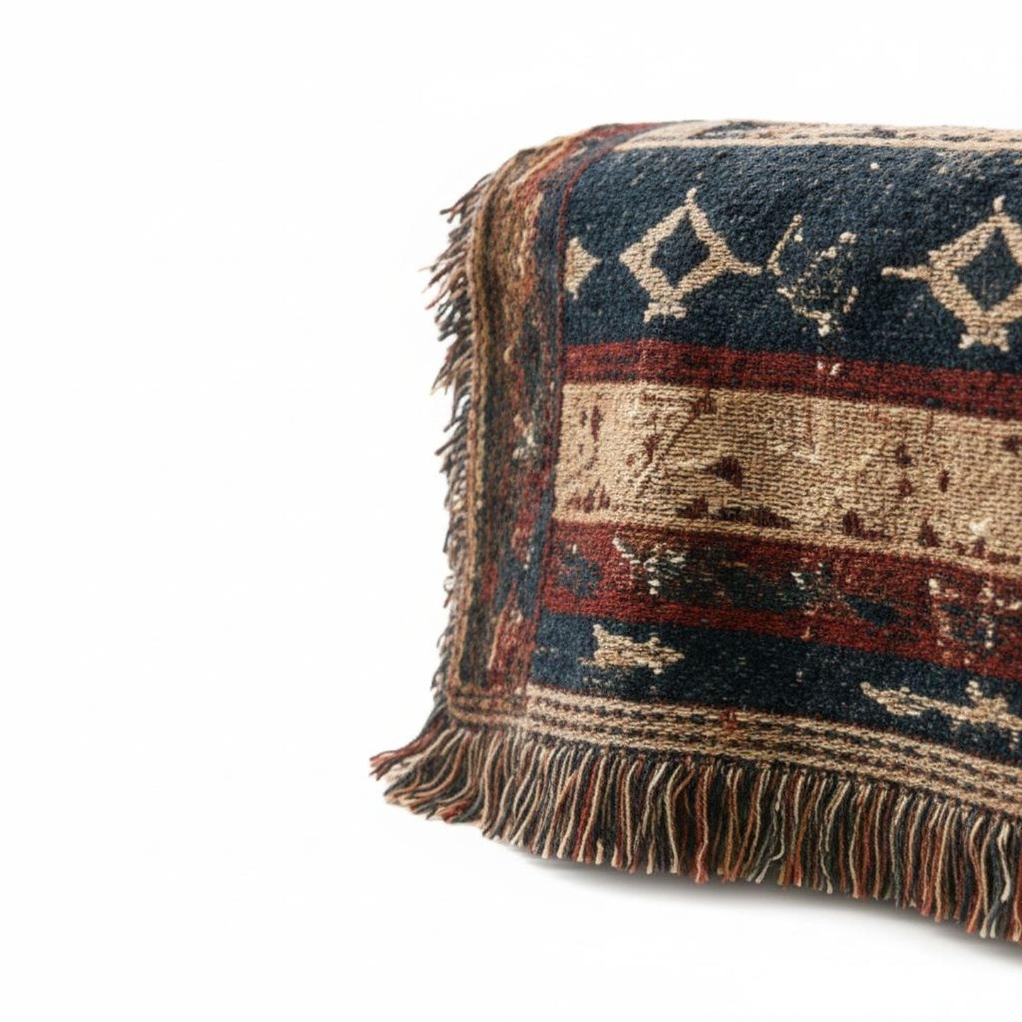 Southwestern outdoor woven throw blanket with geometric pattern for patio styling